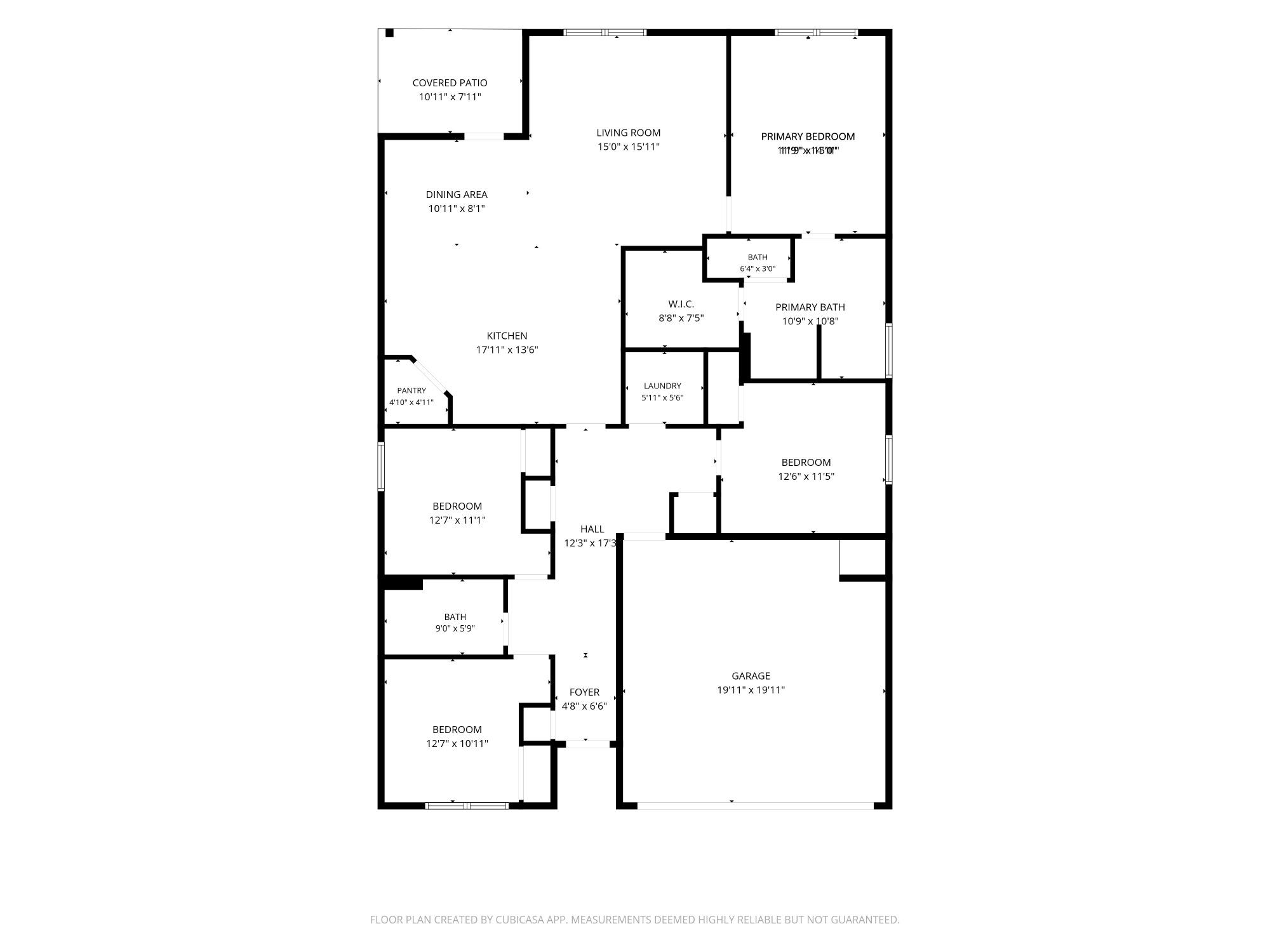 2D floor plan of a three-bedroom, two-bath home with a two-car garage at 259 Boggy Creek Way